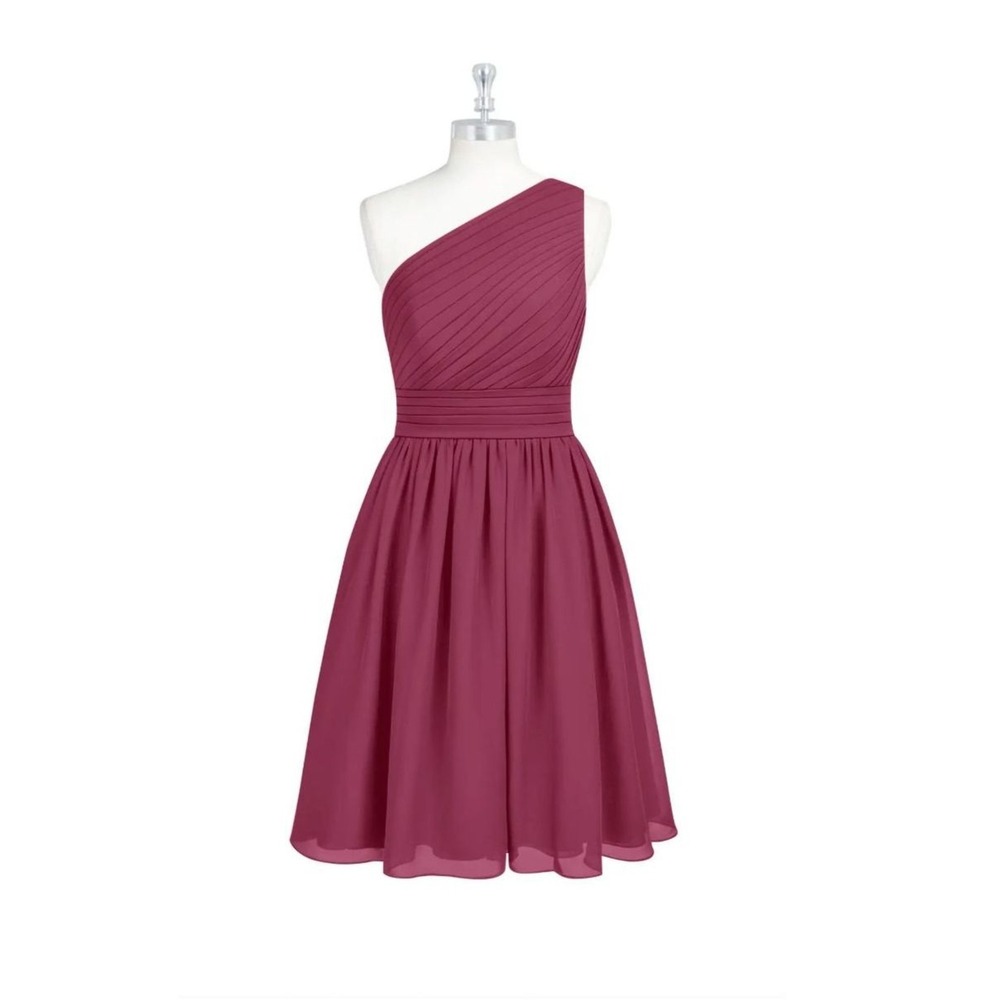 AZAZIE Katrina Bridesmaid Dress • Mulberry • Flowy A-Line One Shoulder XS/S